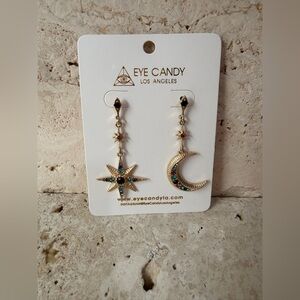 Eye Candy Los Angeles Gold Celestial Star & Moon Earrings 💫 Mystic Statement⚡️
